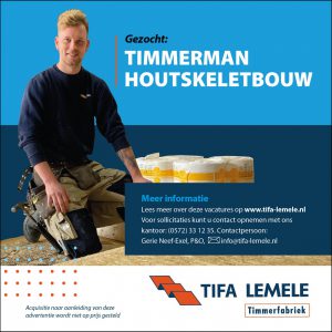 personeelsadvertentie TIFA Lemele b.v. timmerman houtskeletbouw